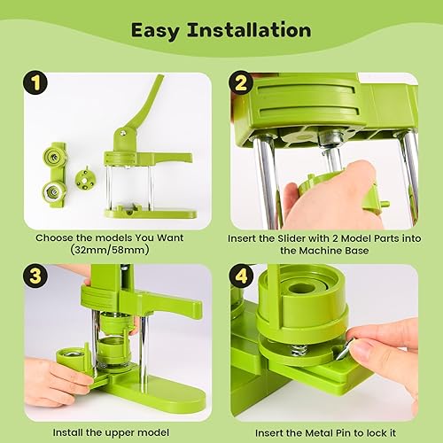 Miniatura 7 de Aiment Máquina para hacer botones de varios tamaños, 200 unidades, fabricante de insignias de 1.25 + 2.25 pulgadas para niños, máquina de prensa de