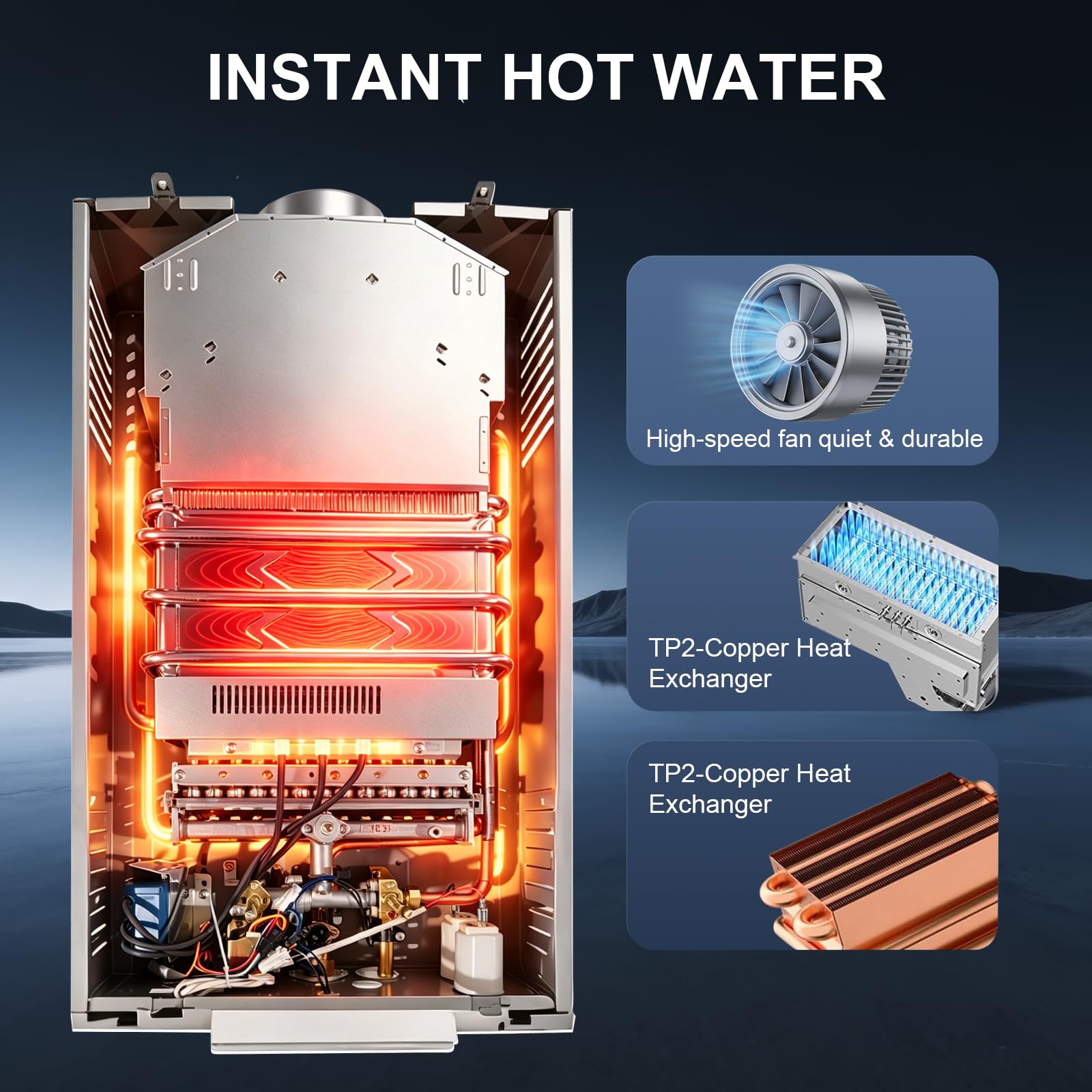 18L 36KW Calentador de Agua de Gas GLP 18L/min Butano y Propano Calentador de Agua LPG Instantáneo Portátil,Válvula de Actualización, para Ducha Al Aire Libre,Baño,Camping