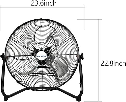 Miniatura 5 de BILT HARD Ventilador de piso de alta velocidad 4650 CFM de 20 pulgadas, ventilador de metal resistente de 3 velocidades con sistema de montaje en