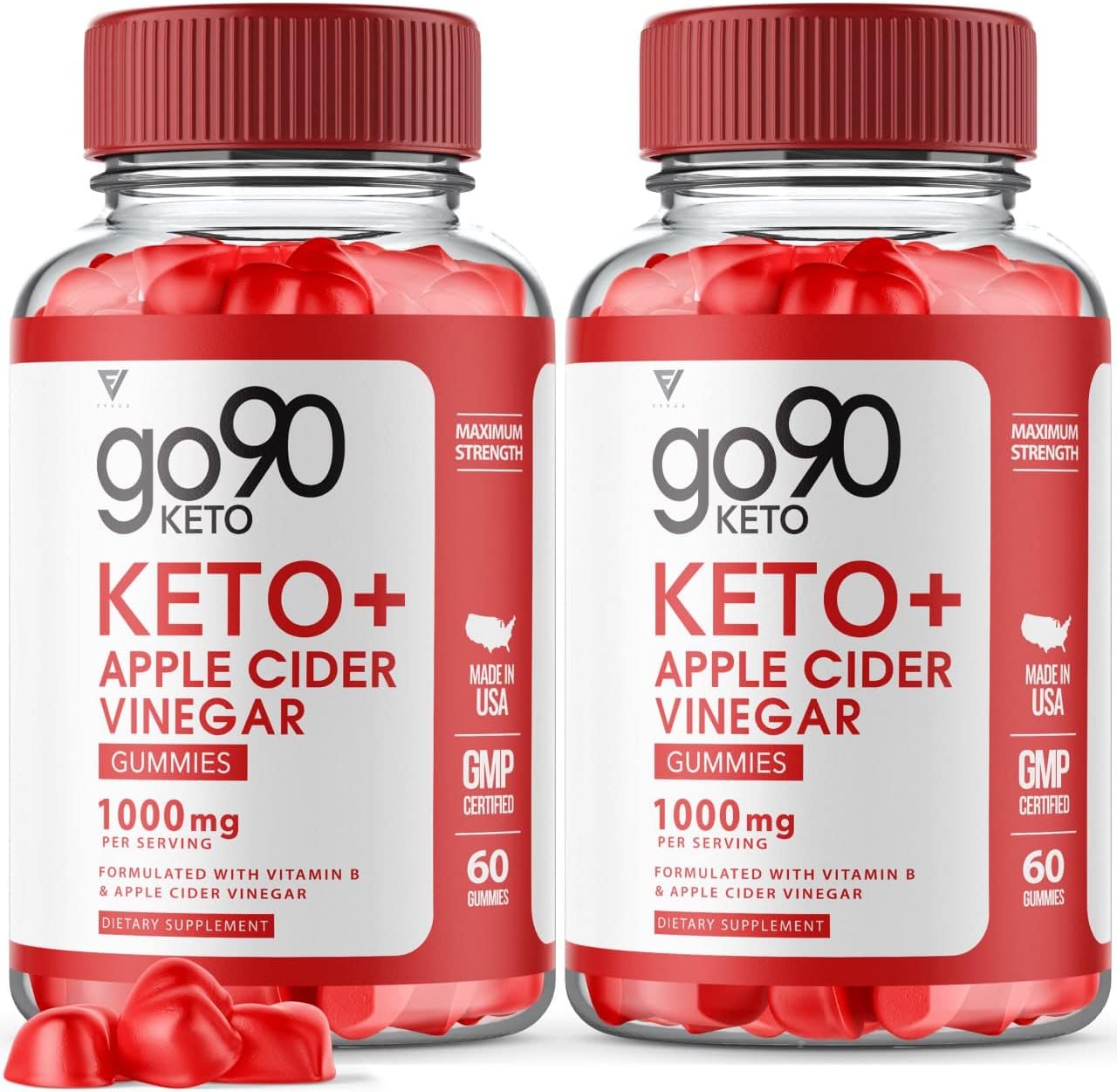 (2 Pack) Go90 Keto ACV Gummies, Go 90 Keto ACV Gummies Made in USA Apple Cider Vinegar Advanced Weight Loss 525MG, Go90 Keto Plus AVC Diet Ketosis Ketones (120 Gummies)