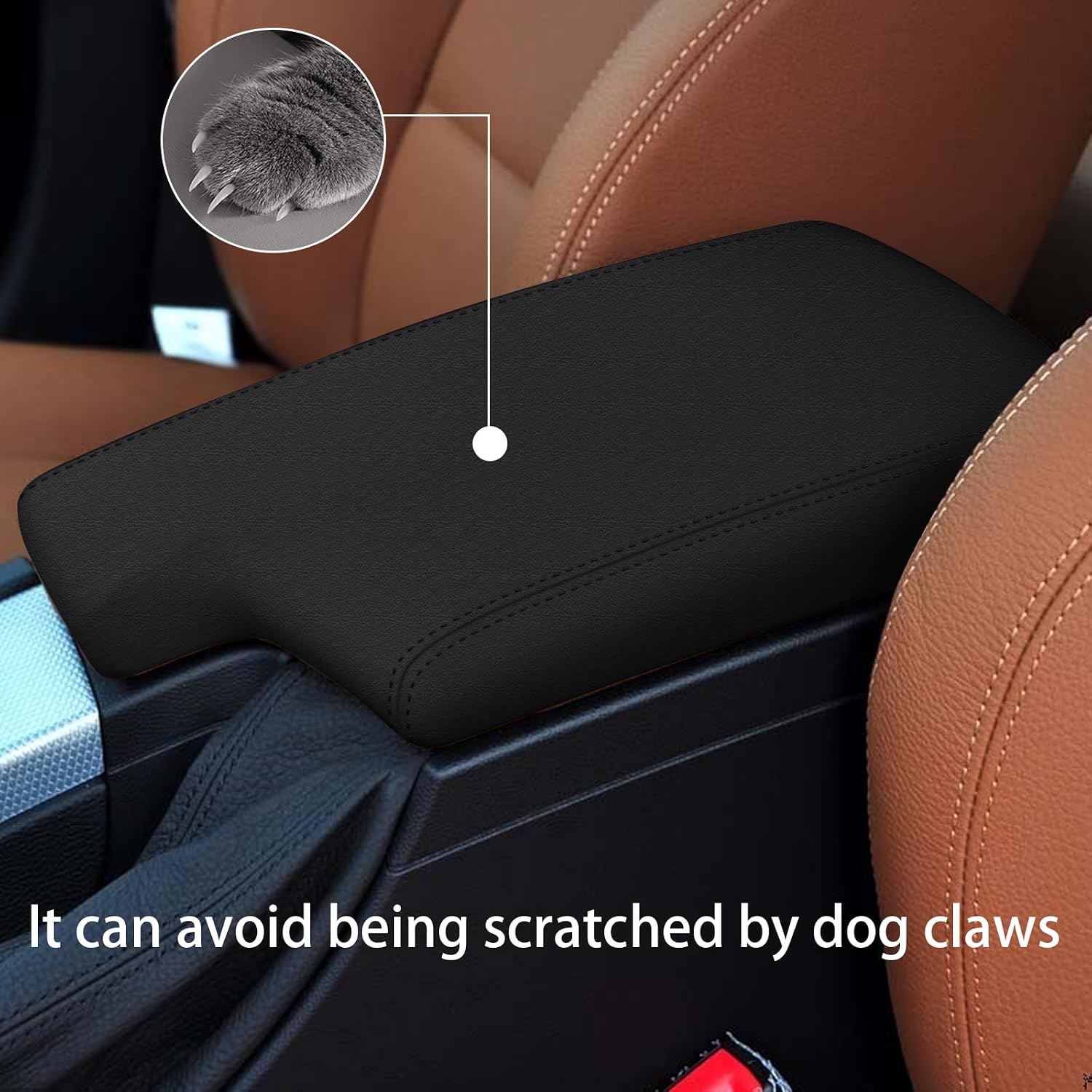Armrest Cover for BMW 3 2005-2012 Leather Console Protector Black