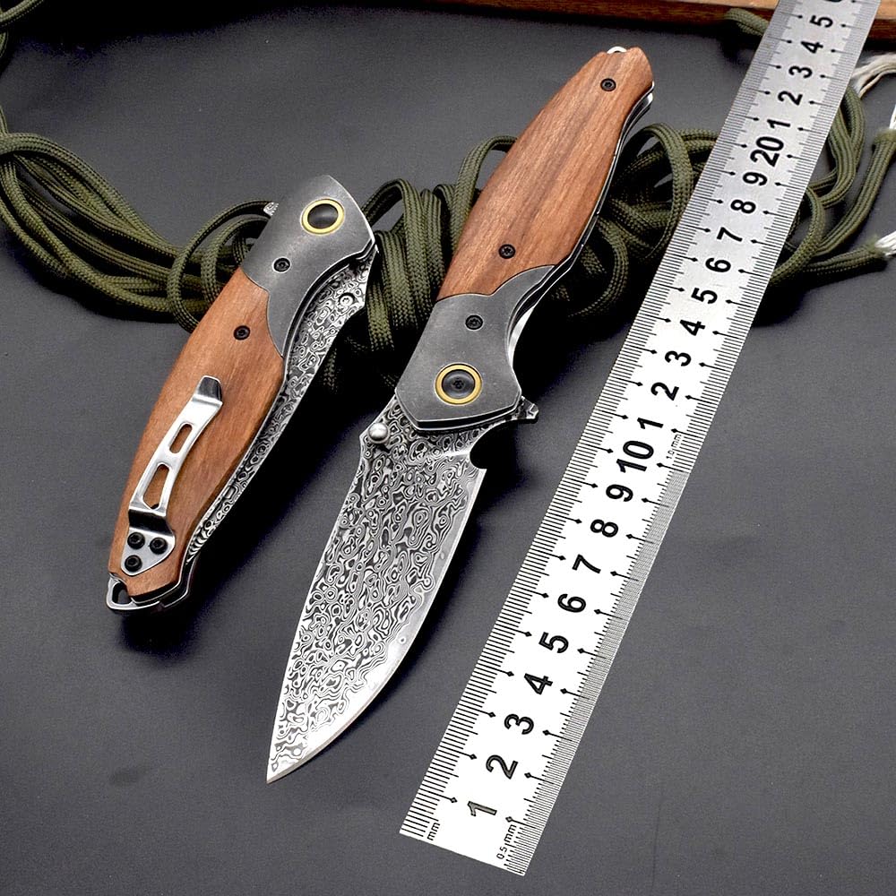 Klappmesser Damaszener geschmiedet taschenmesser Dalbergia Aus Damaststahl Scharfe, Damaskus Geschmiedet Stahl klinge Messer, EDC Messer Outdoor, Damast messer neck knife, klein einhandmesser survival