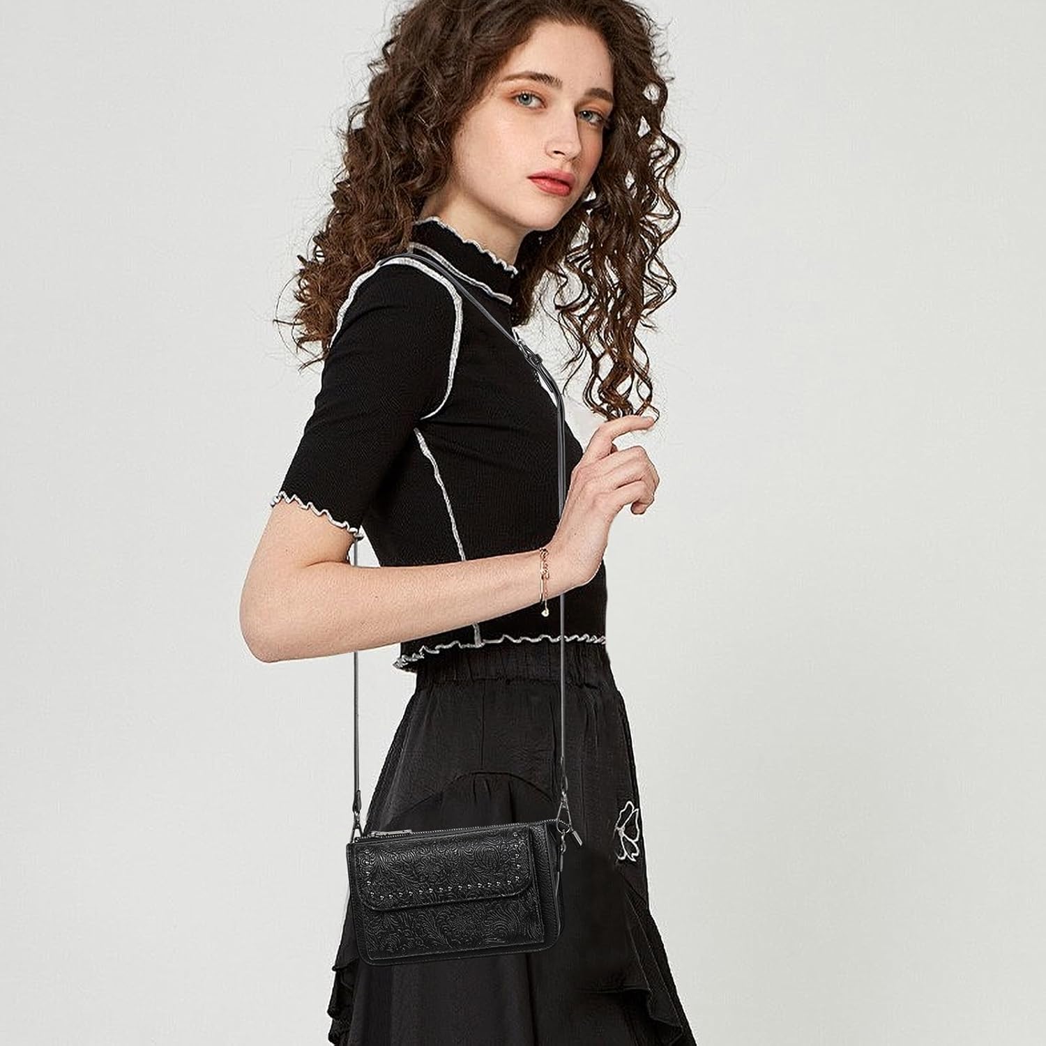 FALAN MULE Small Crossbody Bags for Women Vegan Leather Cell Phone Purse with Adjustable Strap - Image 2