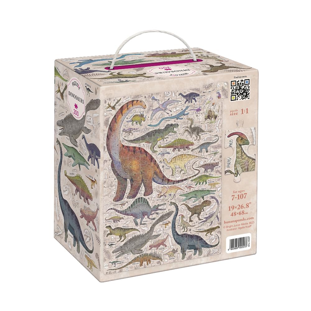 Puzzlove Dinosaurs 200 Teile Lernpuzzle für Kinder 7+, Bodenpuzzle Dinosaurier