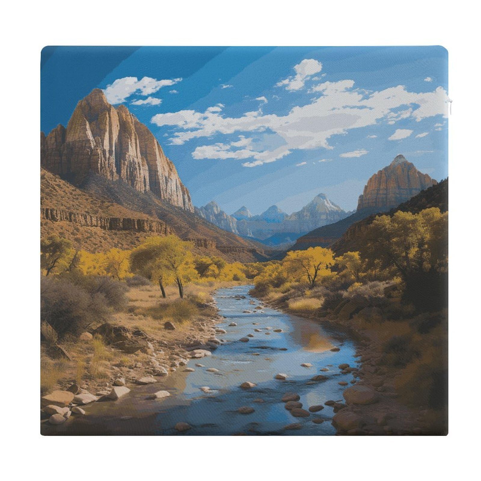 LDGSUPH Zion National Park Seat Cushions for Office Chair Square Cushions Soft Floor Cushions Comfy Sofa Cushions Memory Foam Seat Pads for the