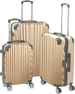 Touch of Venetian Reisekoffer, 3-teiliges Hartschalengepäck, 50,8 cm, 61 cm und 71,1 cm, leichtgängige 4 abnehmbare Doppelrollen, leicht, ausziehbarer Teleskopgriff, modern, gold, Ultraleicht und