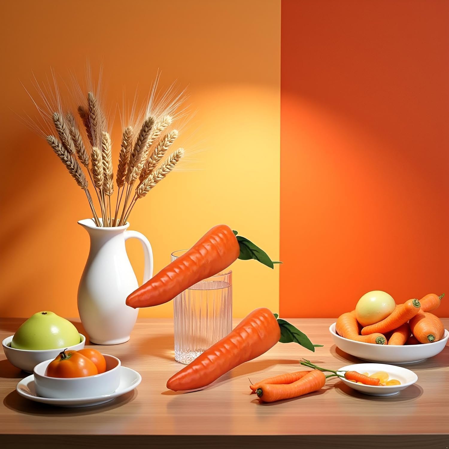 2Pcs Lifelike Carrot, Artificial Vegetables Decorative, Reusable Plastic Carrot, Home Decor, Artificial Plants