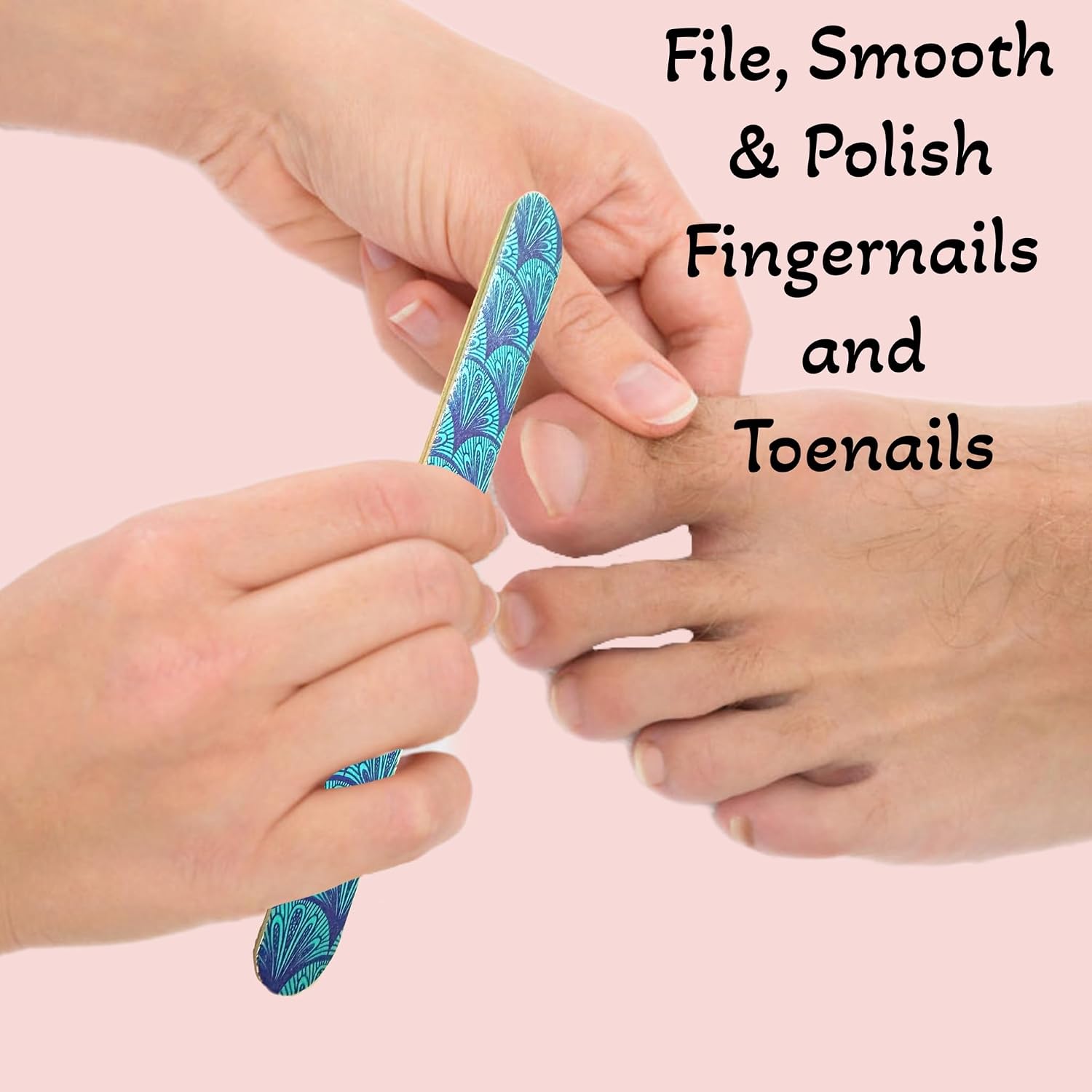 12 Nail File Emery Boards Dual Sided Buffer Nail Filing Tools Smoothing Manicure Pedicure TSA Travel Friendly Professional DIY Fashionable Design Pink Blue Purple