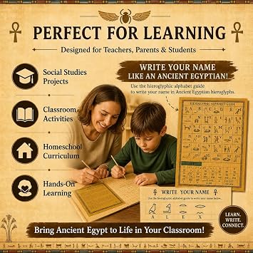 CraftsOfEgypt Set 10 Egyptian Papyrus Paper 4x6 inch (10x15 cm) - Ancient Alphabets Papyrus Sheets-Papyri for Art Project, Scrapbooking, and School History - Ideal Teaching Aid Scroll Paper