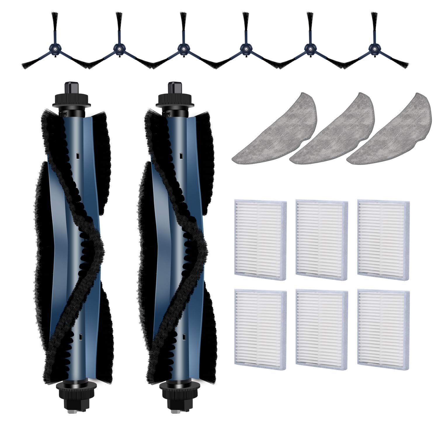 G50 Accessories Are Suitable For EUFY G50 With 2 Main Brushes, 6 Side Brushes, 6 Filter Cartridges, And 3 Cloths