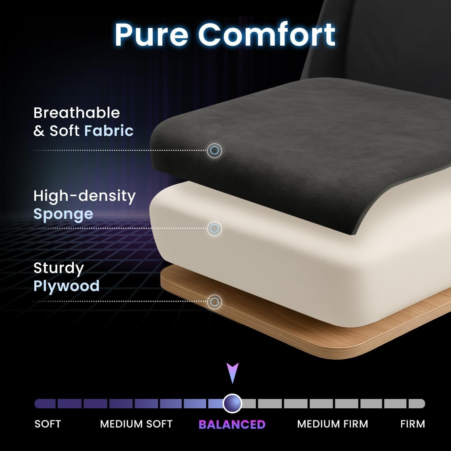 كرسي ألعاب أسود قابل للإمالة مع مسند قدم ودعم ظهر...