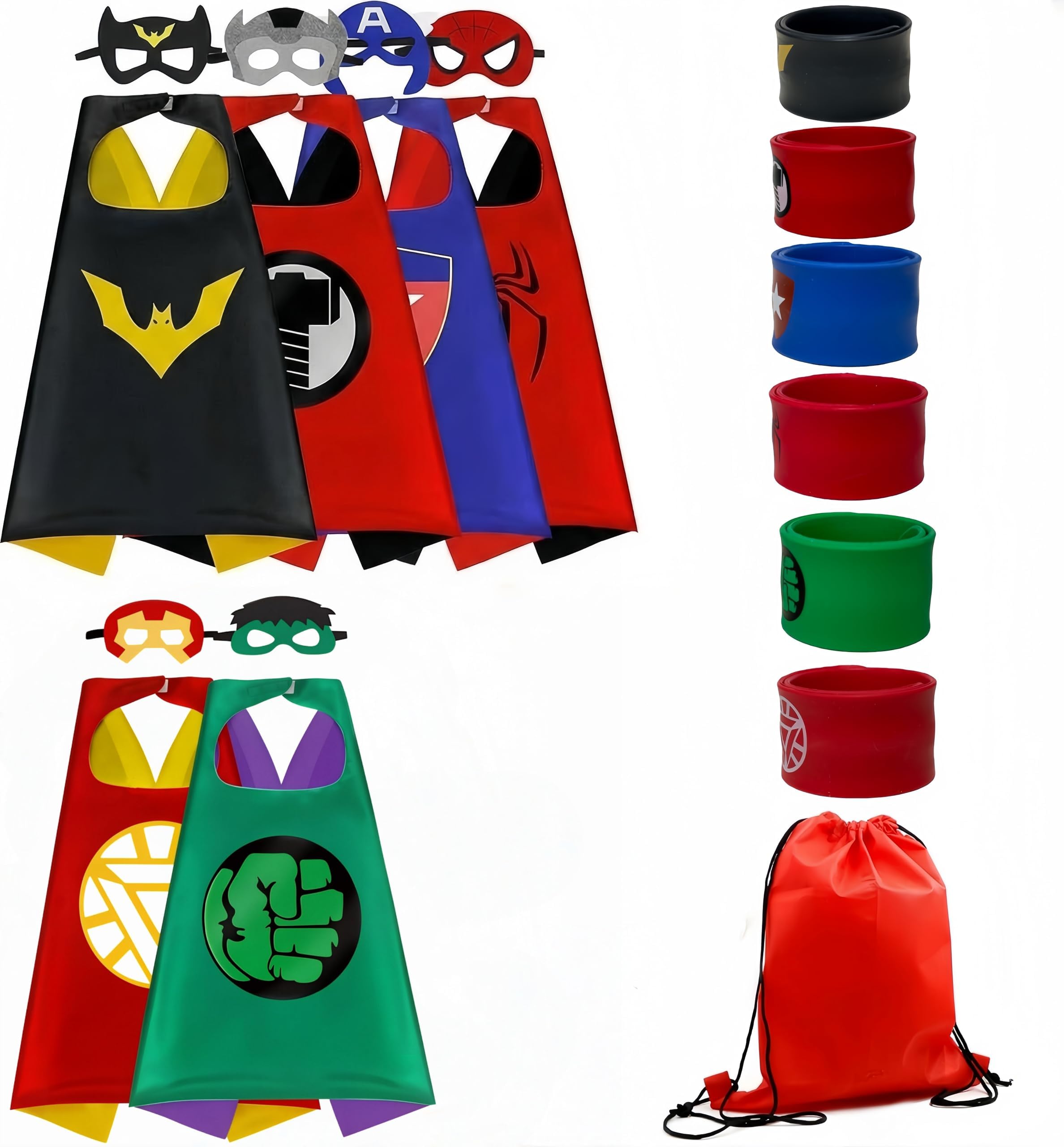 Capes for Kids Hero Costume Capes with Masks and Wristbands Slap Bands Fit for boy and girls (6 Pcs)