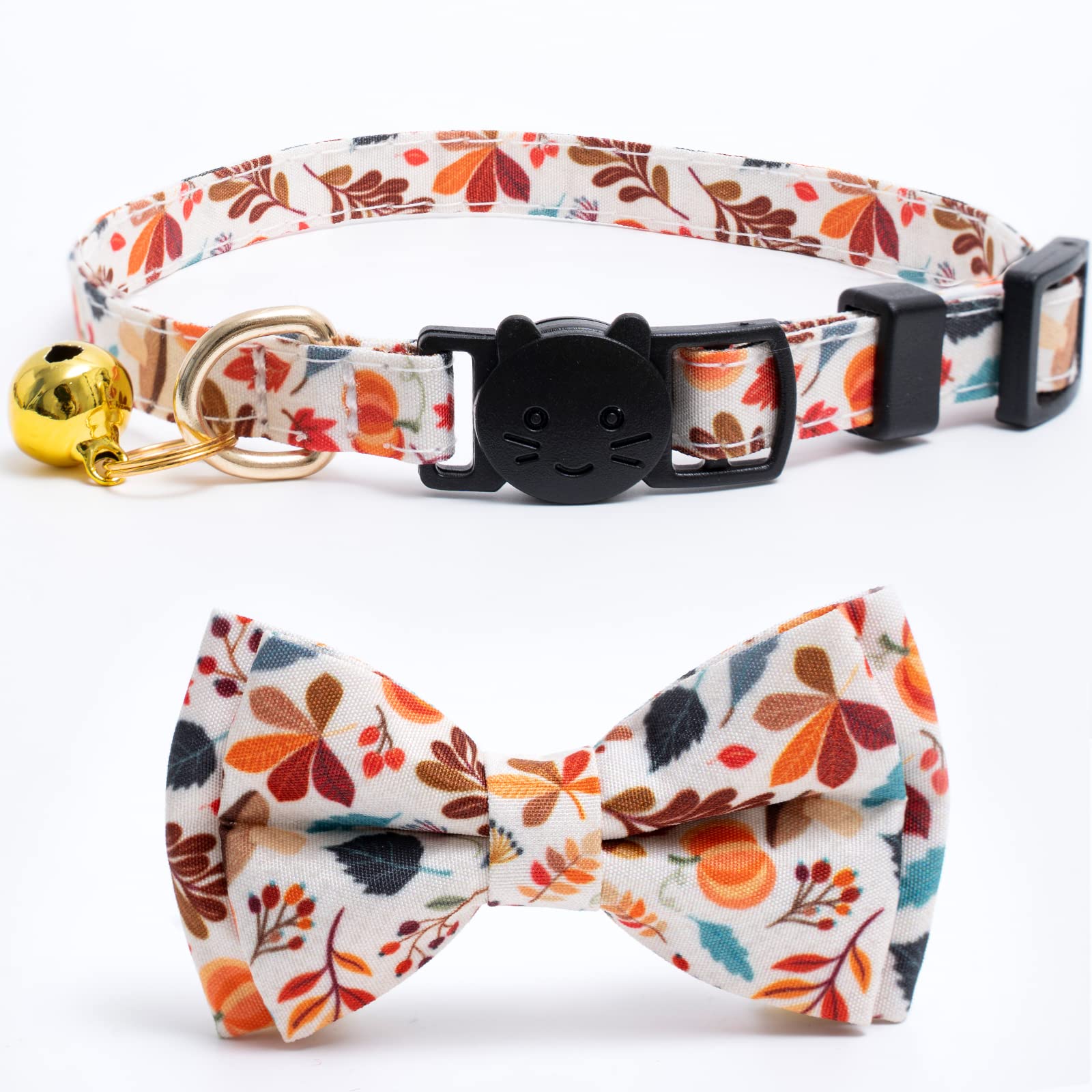 Lot de 2 colliers pour chat avec nœud papillon Orange Vert
