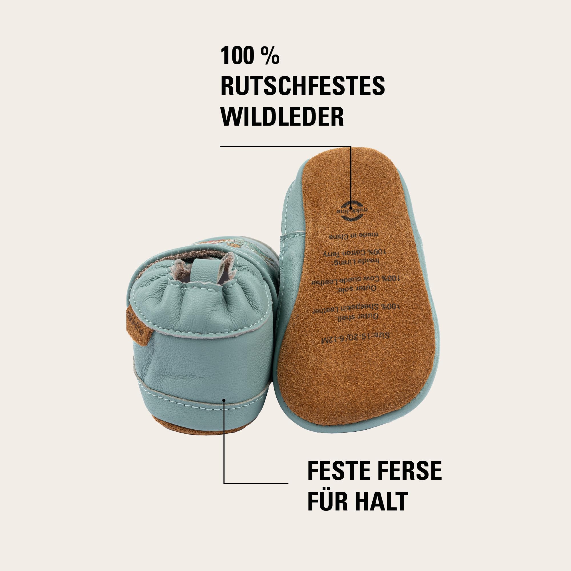 Mikk-line Zapatos de bebé para gatear – Zapatos de piel suave con suela de ante antideslizante – Pantuflas estampadas con estampado animal y forro de lino para niños y niñas – Perfecto para 0 – 48