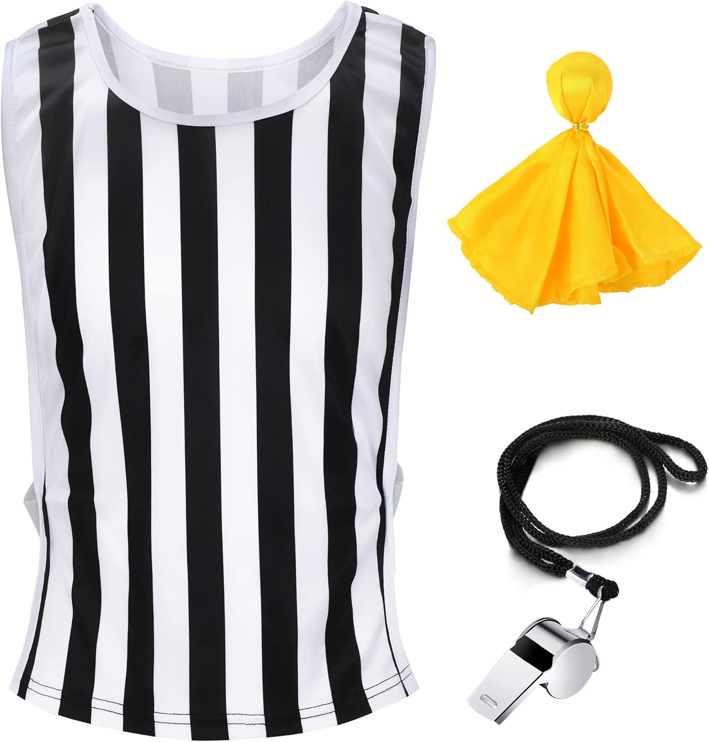 Jiuguva 3 Pcs Children's Kids Referee Shirt Costume,White