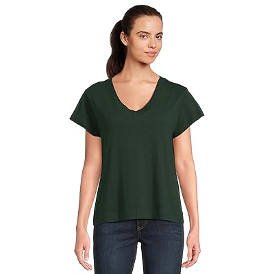 Lilla P Relaxed Short Sleeve V Neck T Shirts Women
