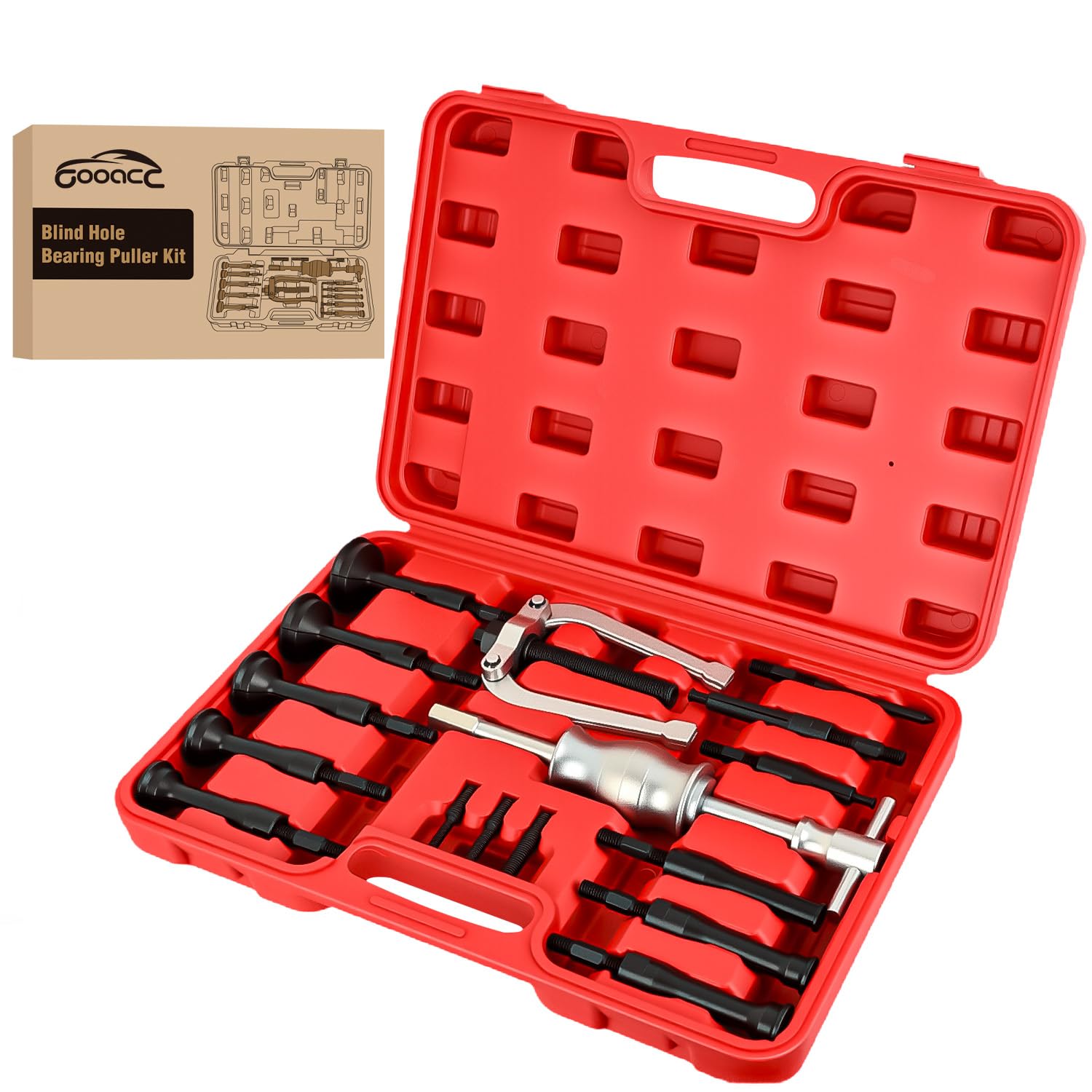 Photo 1 of ***MISSING PARTS***
GOOACC 16pcs Blind Hole Bearing Puller Kit, Slide Hammer Pilot Insert Inner Internal Removal Tool Blind Hole Collet Bearing Set, Heavy Duty Blind Bearing Race and Seal Puller Extractor Kit with Case
