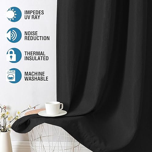 Miniatura 108 de H.VERSAILTEX Cortinas opacas de lino de 96 pulgadas de largo con aislamiento térmico para oscurecer la habitación, cortinas de lino con textura