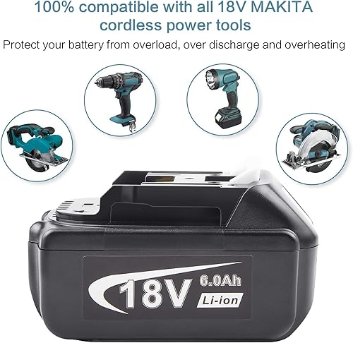 Miniatura 2 de TREE.NB Batería de iones de litio de 18V 6.0Ah de repuesto para Makita 18-Volt BL1860 BL1860B BL1850 BL1840 BL1850B-2 BL1845 BL1830 BL1820 BL1815