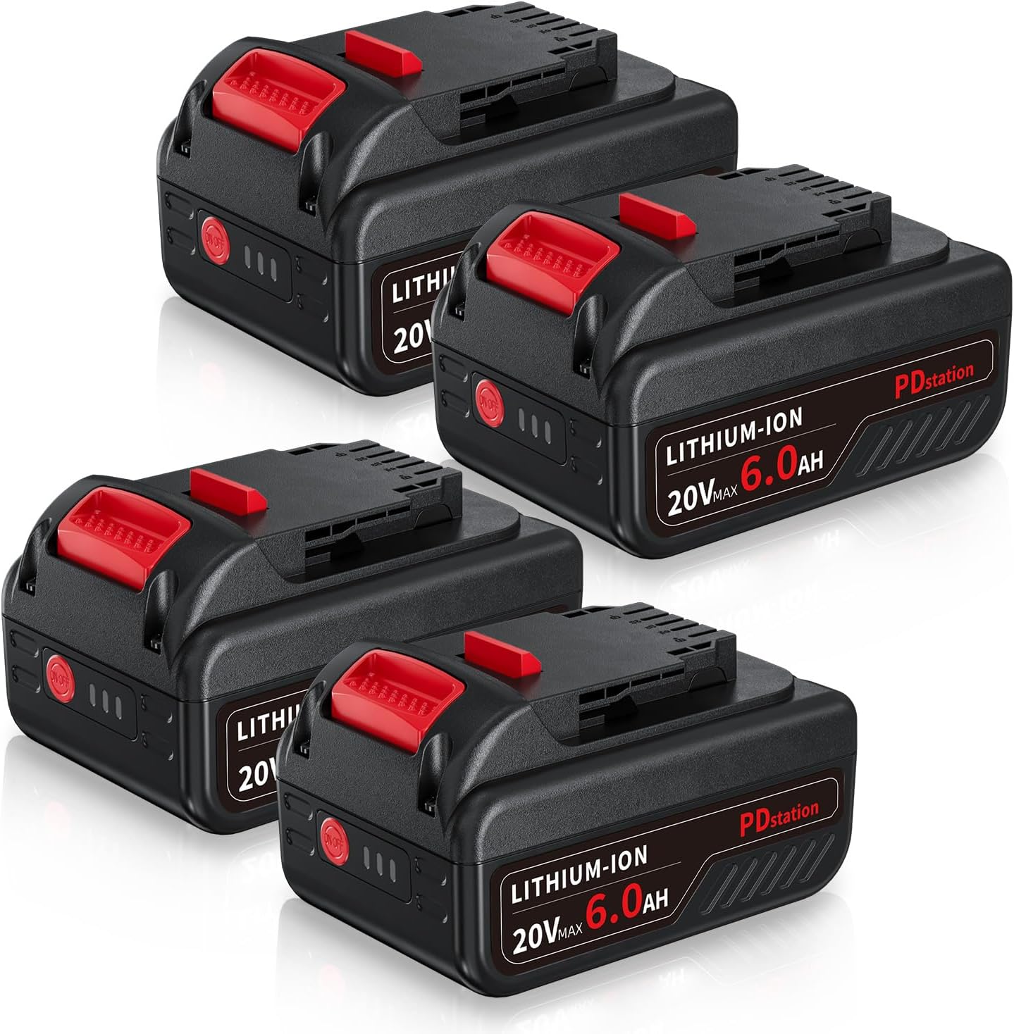 PDstation 4Pack 6000mAh DCB206 Batteries Replacement for Dewalt 20v Battery Compatible with Dewalt 20Volt Max Tools Battery DCB180 DCB200 DCB204 dcb200 dcb200-2 DCD/DCF/DCG Series