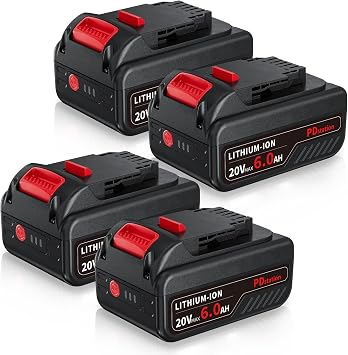 PDstation 4Pack 6000mAh DCB206 Batteries Replacement for Dewalt 20v Battery Compatible with Dewalt 20Volt Max Tools Battery DCB180 DCB200 DCB204 dcb200 dcb200-2 DCD/DCF/DCG Series