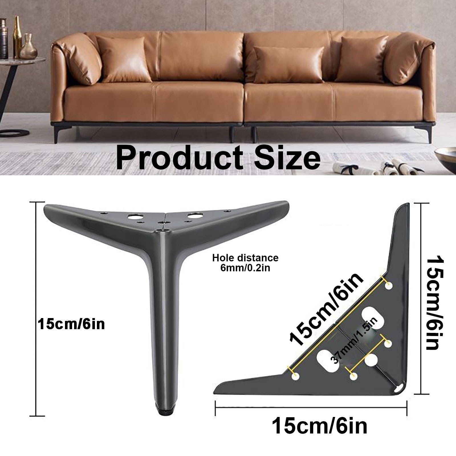 4 Pezzi Piedini per Mobili In Metallo con Tappetini Antiscivolo Piedi per Mobili Triangolari Piedini per Divani Gambe per Mobili Fai da Te per Divano, Mobiletto, Credenza, Poltrona, Pouf(Multi-colored