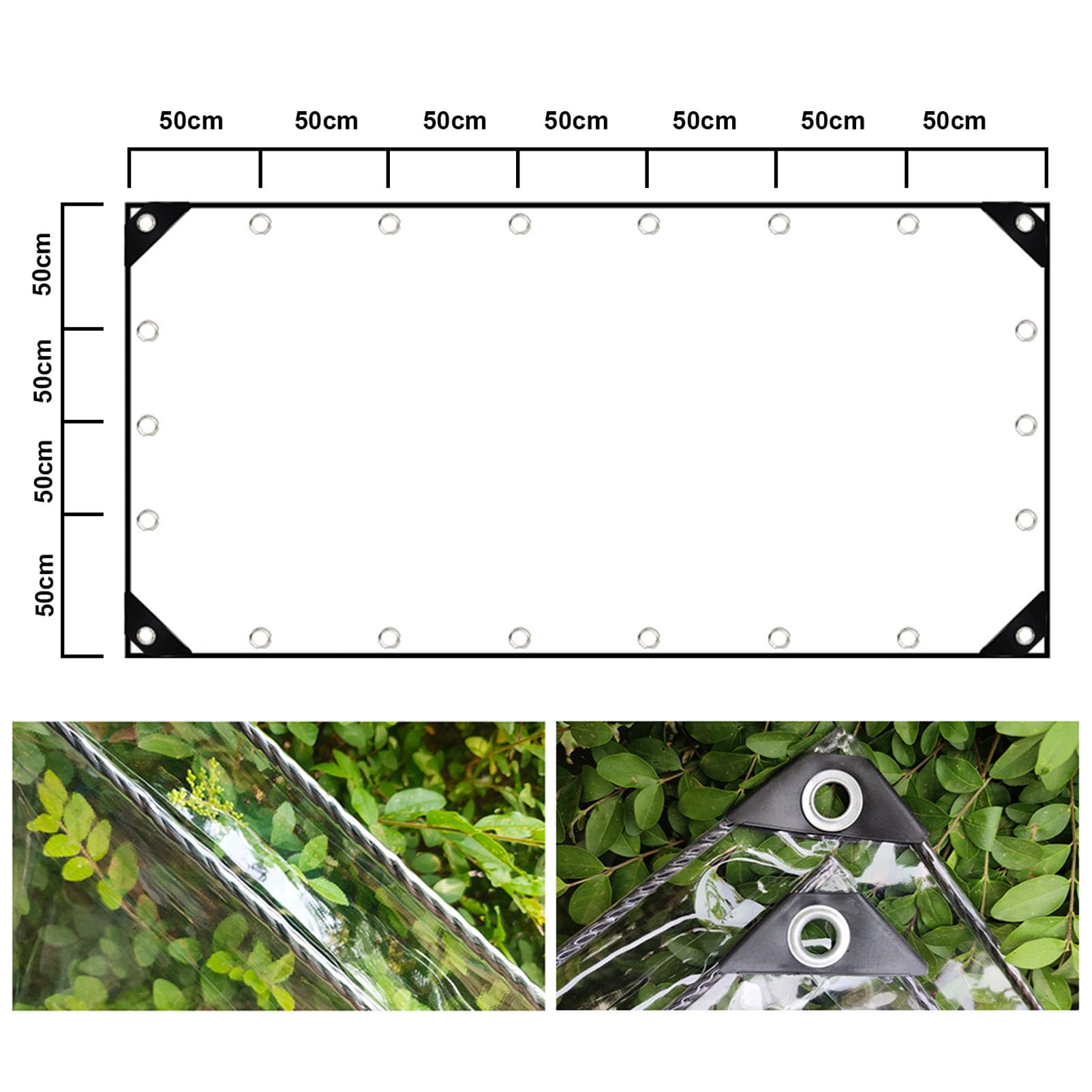 Wasserdicht Plane aus 600g/m² Transparent Abdeckplane Mit Ösen PVC Reißfeste 0.5mm Klare Wetterfeste Plane Schutzhaube Gemüseabdeckung Outdoor Vorhang Für Pavillon (1x4m/3.3x13ft)