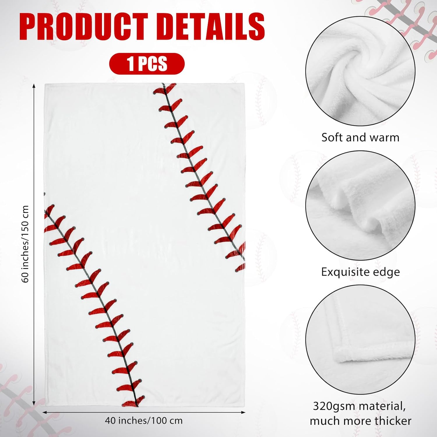 1 Pcs Basketball Flannel Blanket 40\"x60\" Baseball Fleece Throw Blanket for Teen Team Coach Gifts Ball Themed Accessories Decoration for Sport Lovers Birthday Christmas Adult Gift Favors 1 Baseball