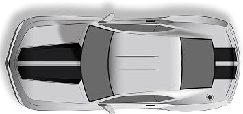 Hood & Trunk Stripes Graphics Kit Vinyl Decal Wrap Compatible with Chevrolet Camaro 2010-2015 - Gloss Black