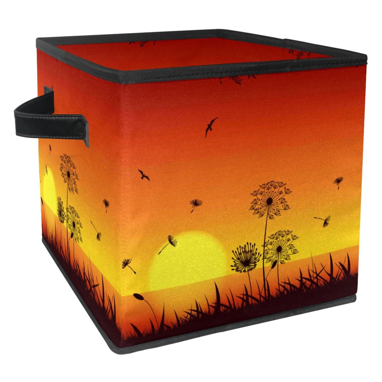 Cube de rangement haut de gamme imprimé pissenlit avec poignées solides