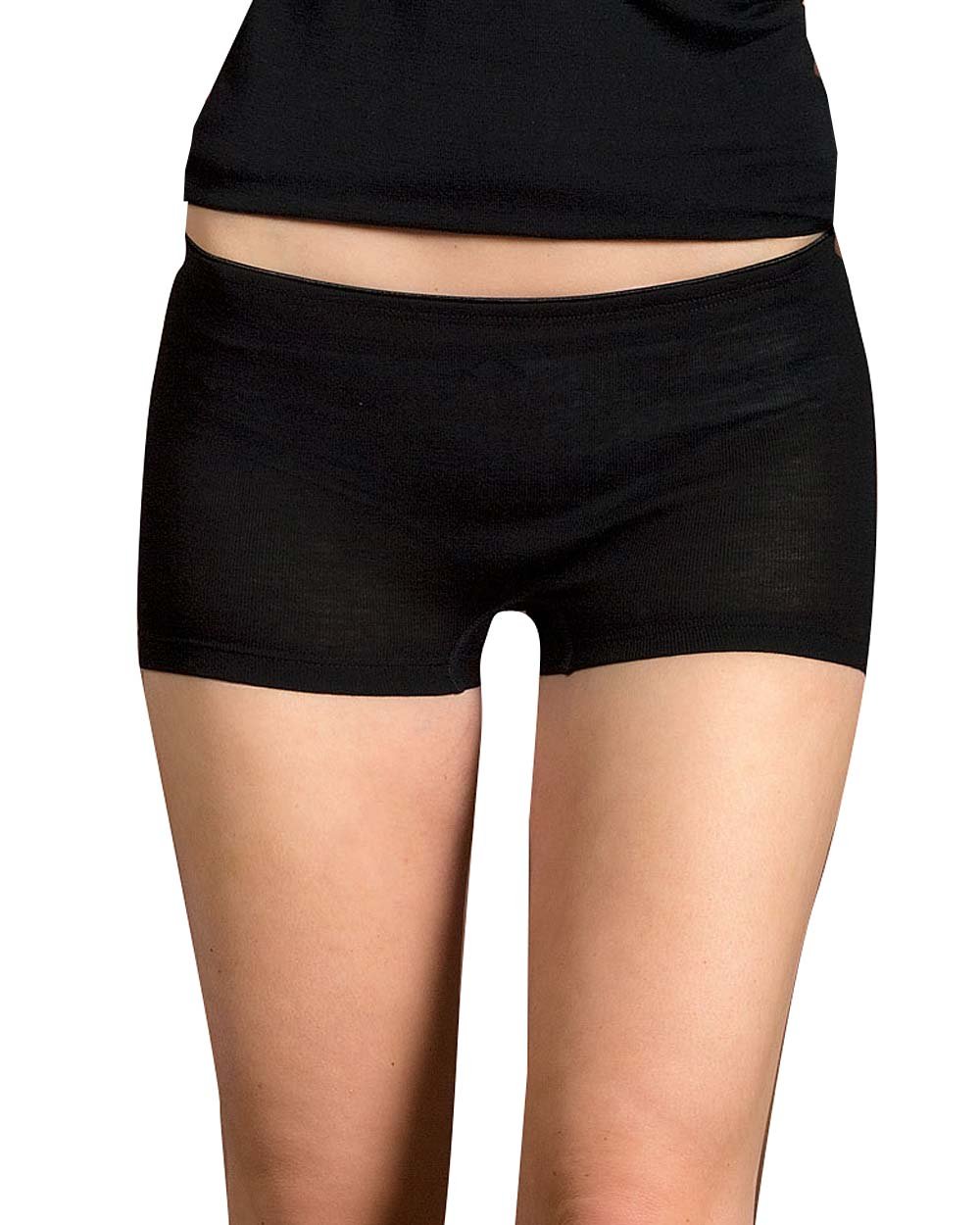 Engel 70% Organic Merino Wool 30% Silk Women's Panties Boxers. Made in Germany. (UK18/20 (EU 46/48), Black)