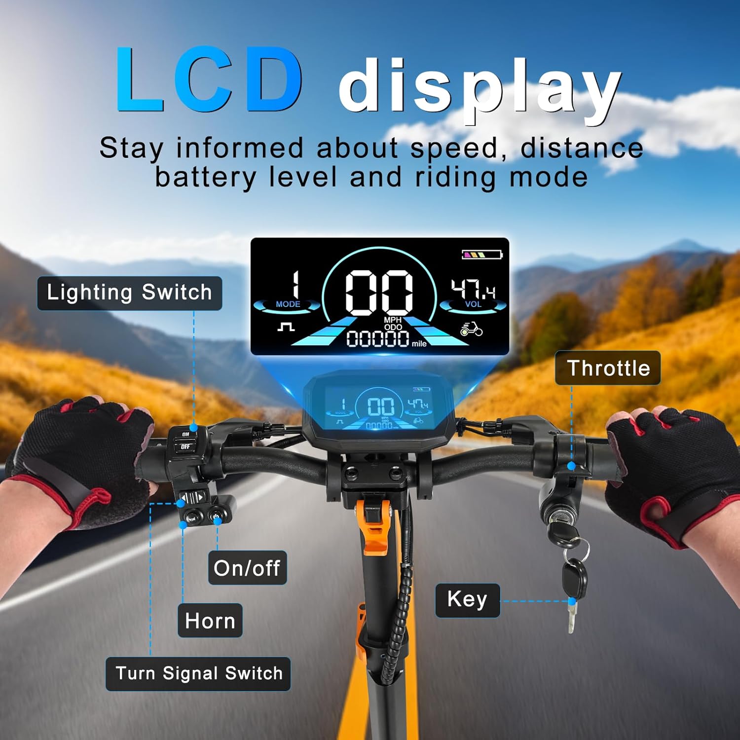 Electric Scooter Adults 1600/4000/6000W Motor 50 Miles Long Range & 40/45/50 MPH Top Speed 10" Off Road Tire Folding E-Scooter 60V/48V 20.8AH Battery Kick Scooter with Detachable Seat for Commuter