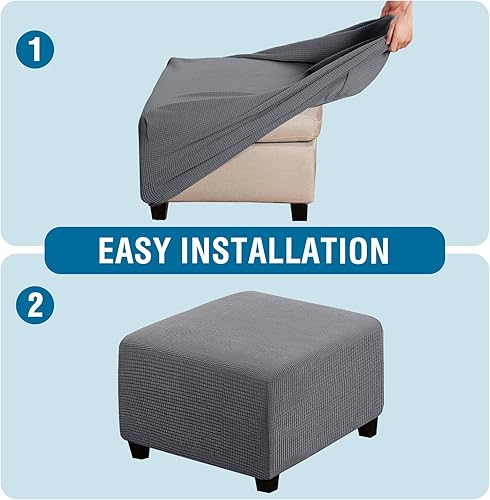 Vista 137 de H.VERSAILTEX Funda otomana elástica, funda otomana redonda, cubierta de almacenamiento otomana, funda protectora de muebles para reposapiés, ajuste