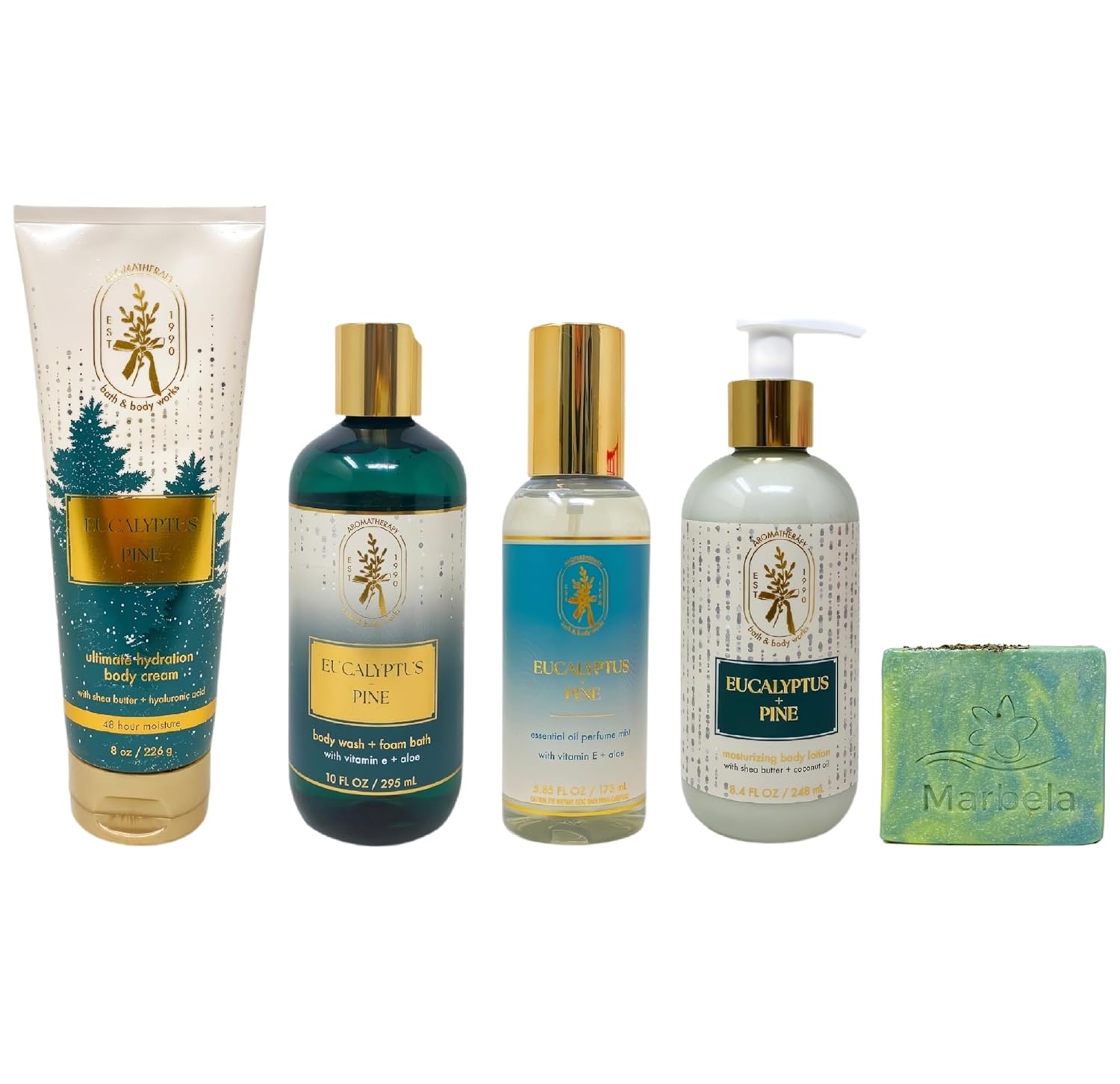 Bath & Body Works Aromatherapy Eucalyptus Pine - Ultimate Hydration Body Cream - Body Wash + Foam Bath - Essential Oil Perfume Mist - Moisturizing Body Lotion with a Fresh Forest Bar Soap