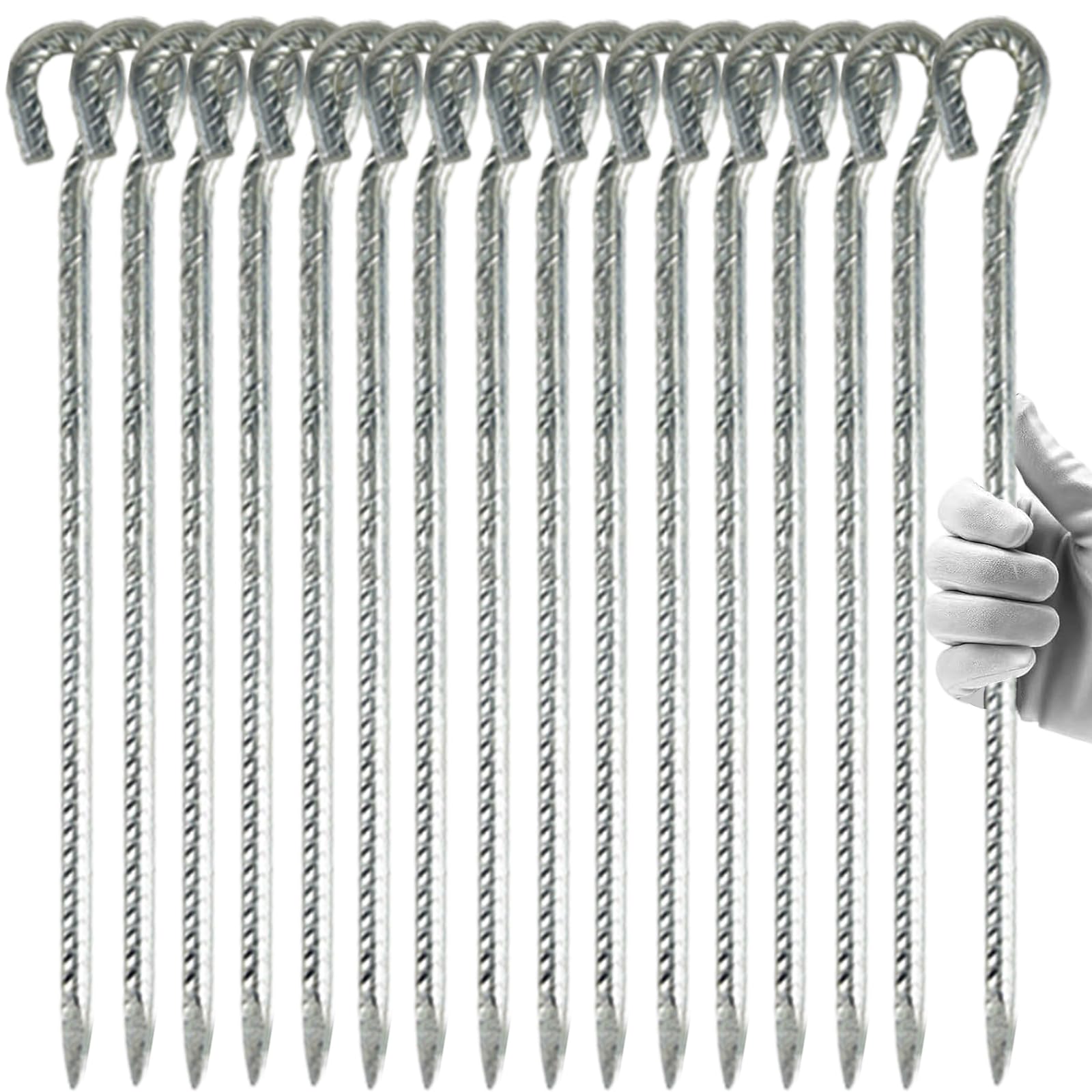 Piquets d'armature en acier galvanisé de 40,6 cm robustes pour sol dur