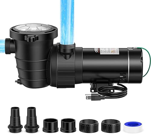 CrestWave 1 HP Above Ground Pool Pump 5300GPH High Flow 115V Single Speed
