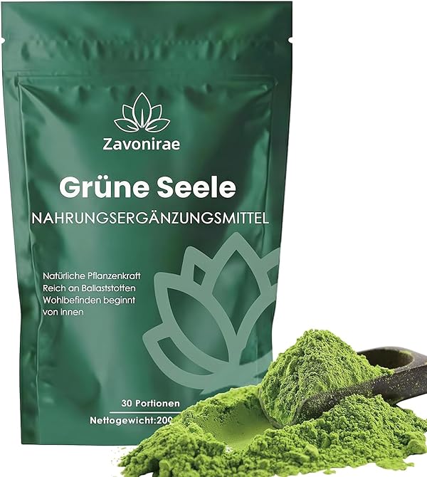 Grüne Entgiftungspulver, Superfood Pulver Helfer, 200g Greens Pulver, Pflanzenpulver mit Matcha, Gerstengras, Heidelbeeren, Rich in Macronutrients, Micronutrients & Fiber