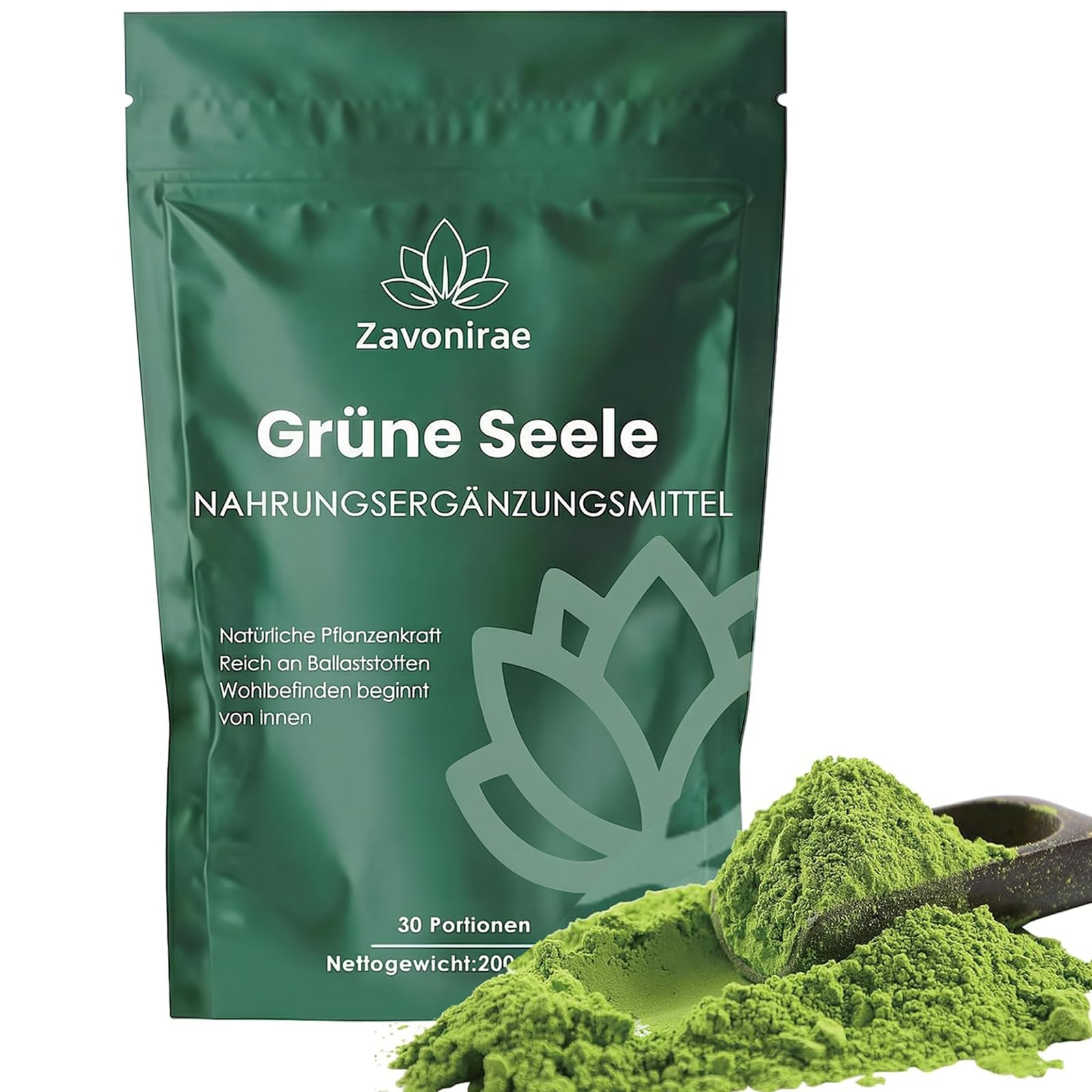 Grüne Entgiftungspulver, Superfood Pulver Helfer, 200g Greens Pulver, Pflanzenpulver mit Matcha, Gerstengras, Heidelbeeren, Rich in Macronutrients, Micronutrients & Fiber