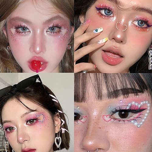 Miniatura 10 de Gemas faciales para el cabello, joyas autoadhesivas para la cara, joyas para ojos, diamantes de imitación de 0.15640.23 pulgadas, gemas para la