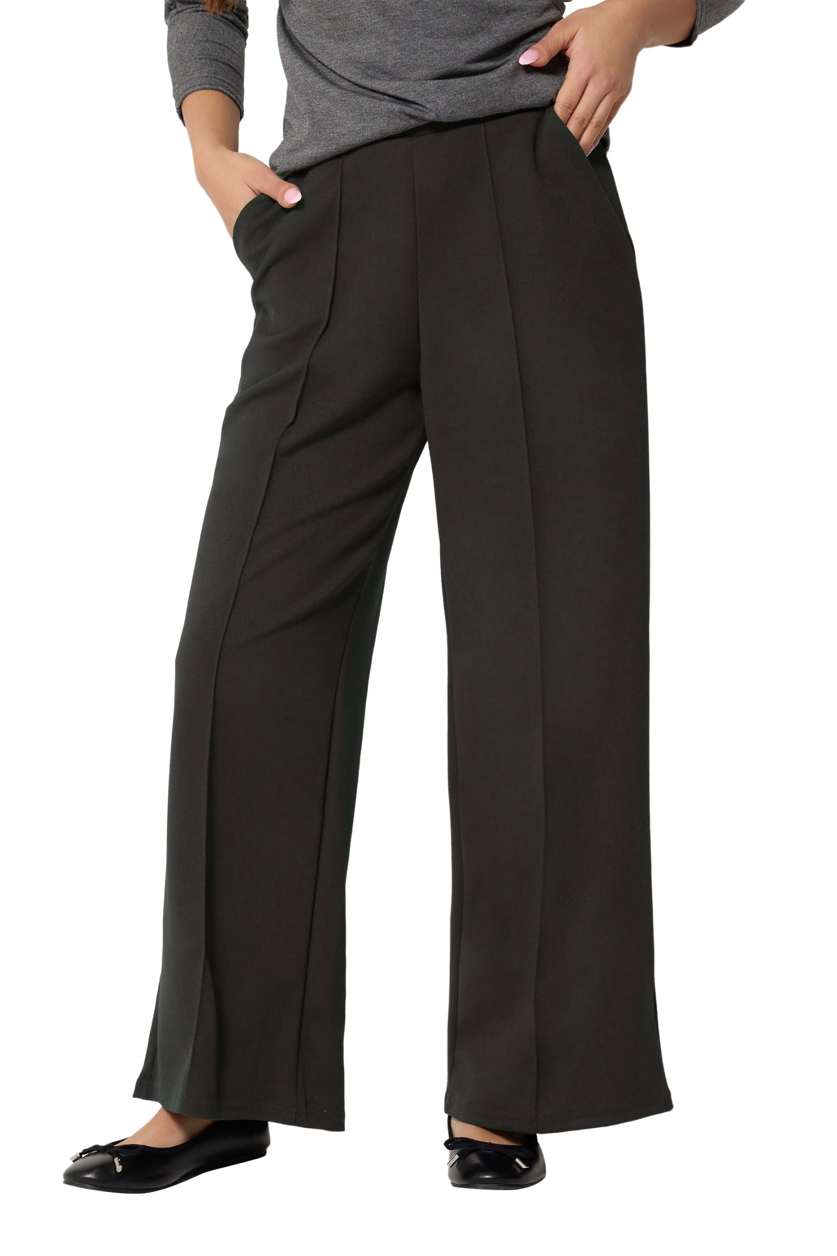 Pixiegirl Women's Black Petite Pintuck Trousers Petite