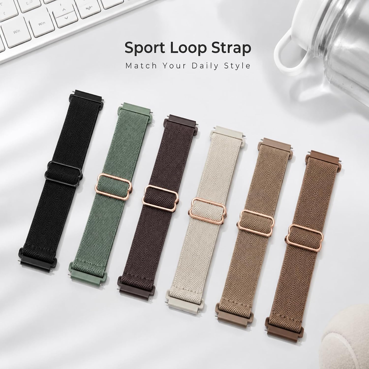 6 Pack 18mm Stretchy Nylon Watch Bands Compatible with Garmin Venu 4 41mm/Venu 3S/Venu 2S/Vivoactive 4S, Loop Elastic Straps for Vivomove 3S/Forerunner 255S/Forerunner 265S Women Men image 5