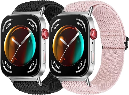 2 Pack Elastic Nylon Bands Compatible with Huawei Watch Fit 3/Fit 4, Adjustable Sport Band for Huawei Watch Fit 4 Pro Woman Man