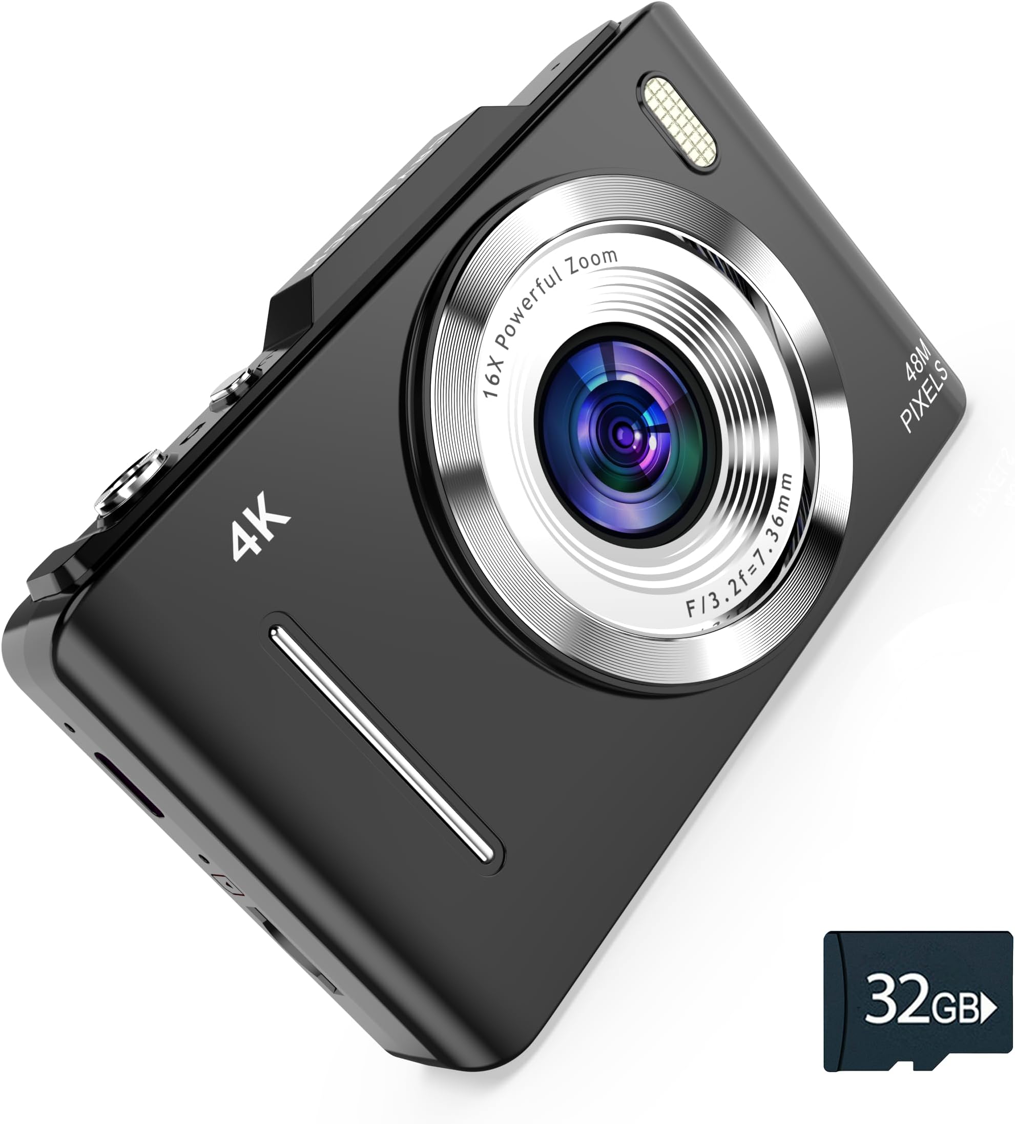 4K Digital Camera - 48MP Photos 32GB SD Card & Lanyard Included - Travel-Sized, Digital Point and Shoot Camera, Kid-Sized, Small Camera Gift for Kids, Boys, Students & Teens