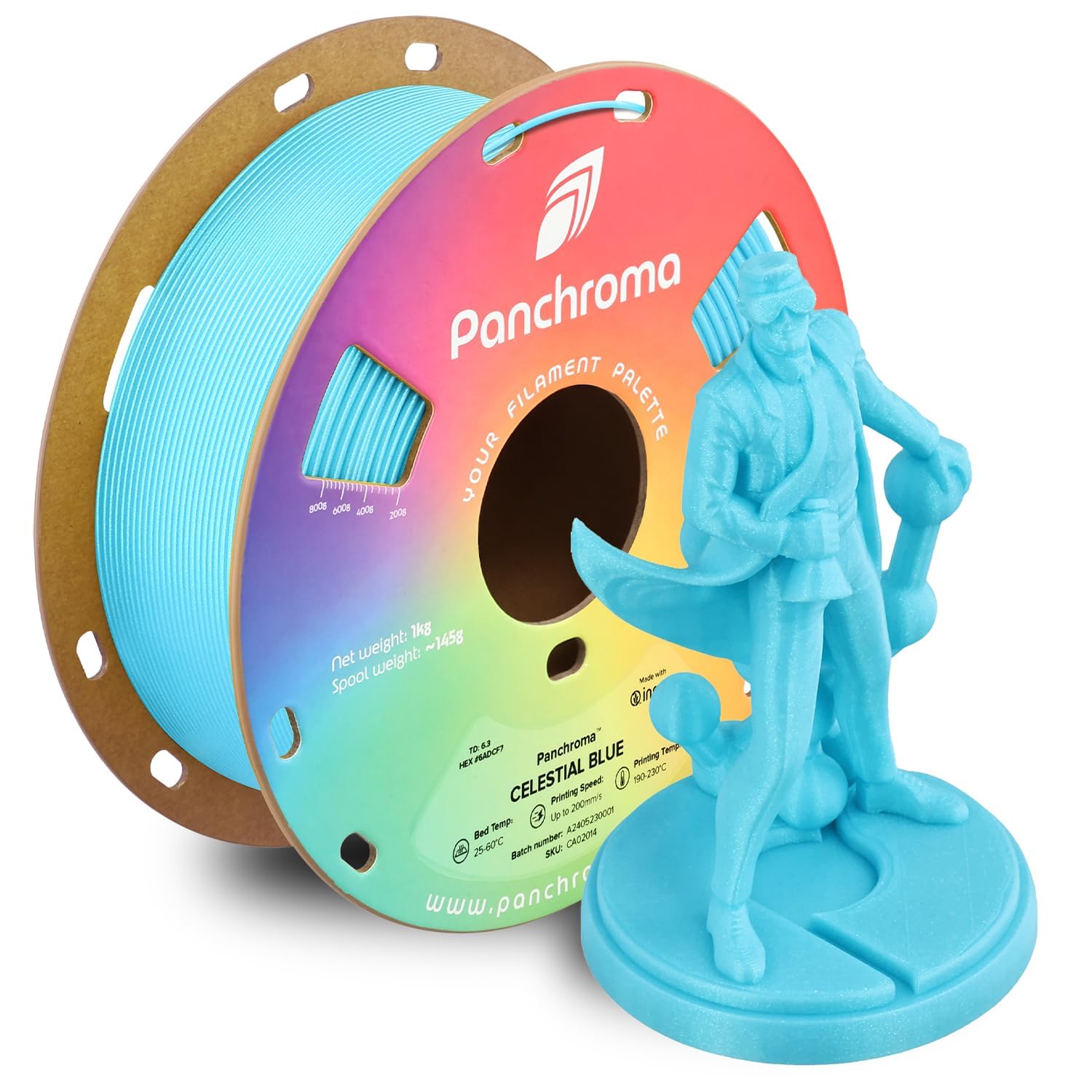 Polymaker Panchroma Celestial PLA Filament, Celestial Blue 1.75mm 3D Printing Filament, Shiny Glittering 3D Printer PLA Filament, Fit Most FDM 3D Printers, 1kg Spool (2.2lbs)