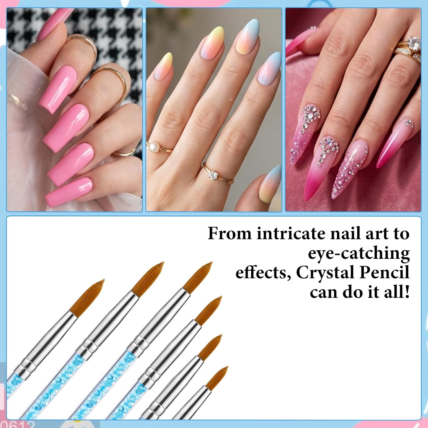 7PCS Acrylic Nail Brushes for Nail Art,Shimmeroo Nails Design Brush with Nails Palette Professional for DIY Manicure, Home Salon Pro & Beginner