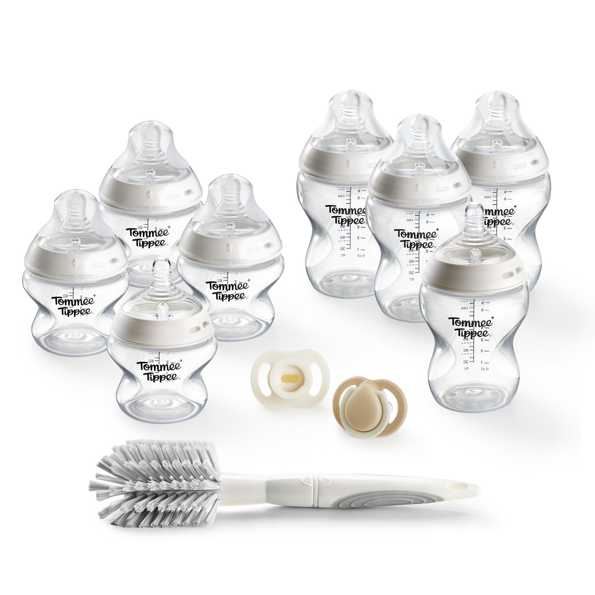 Tommee Tippee Natural Start Flasche und Schnuller Starterset, 150ml & 260ml Selbst Sterilisierbare Natural Start Flaschen, mit Saugern für Besonders Langsamen und Langsamen Flüssigkeitsfluss