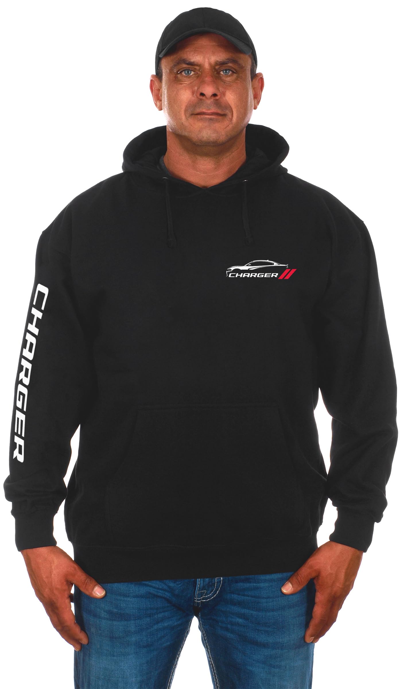 Jh Design Group Men's Black Jh Design ’S Dodge Charger Classic Pullover Hoodie Sweatshirt, M