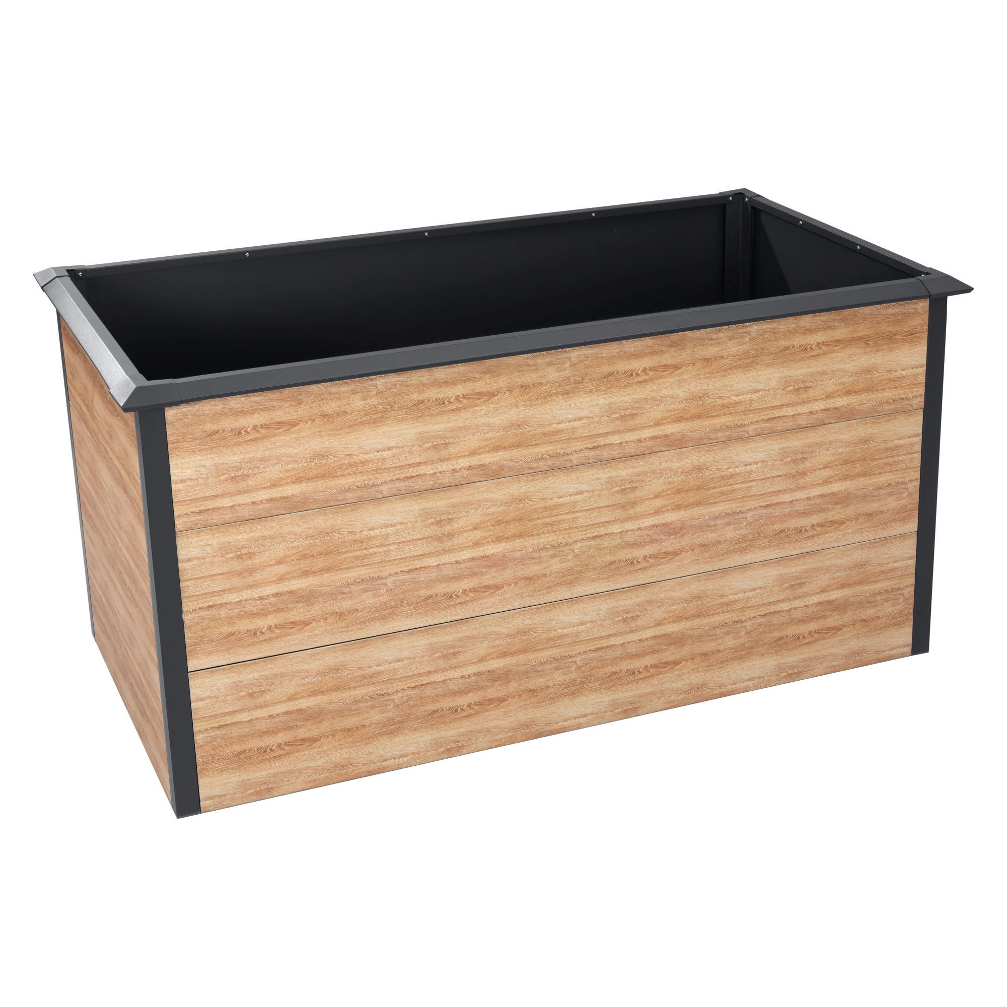 Zelsius Hochbeet für Garten, Terrasse oder Balkon Anthrazit RAL 7016 | 150 x 75 x 77 cm, Eiche Holzoptik | Gemüsebeet, Blumenbeet, Pflanzbeet, Pflanzkasten, Blumenkasten, Gartenbeet
