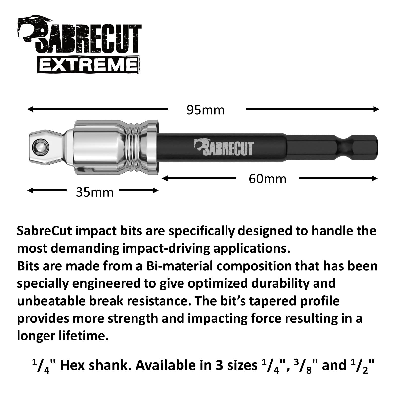Image secondaire de Pack de 3 Adaptateurs de Douilles Inclinables SabreCut 95mm pour Visseuses et Clés