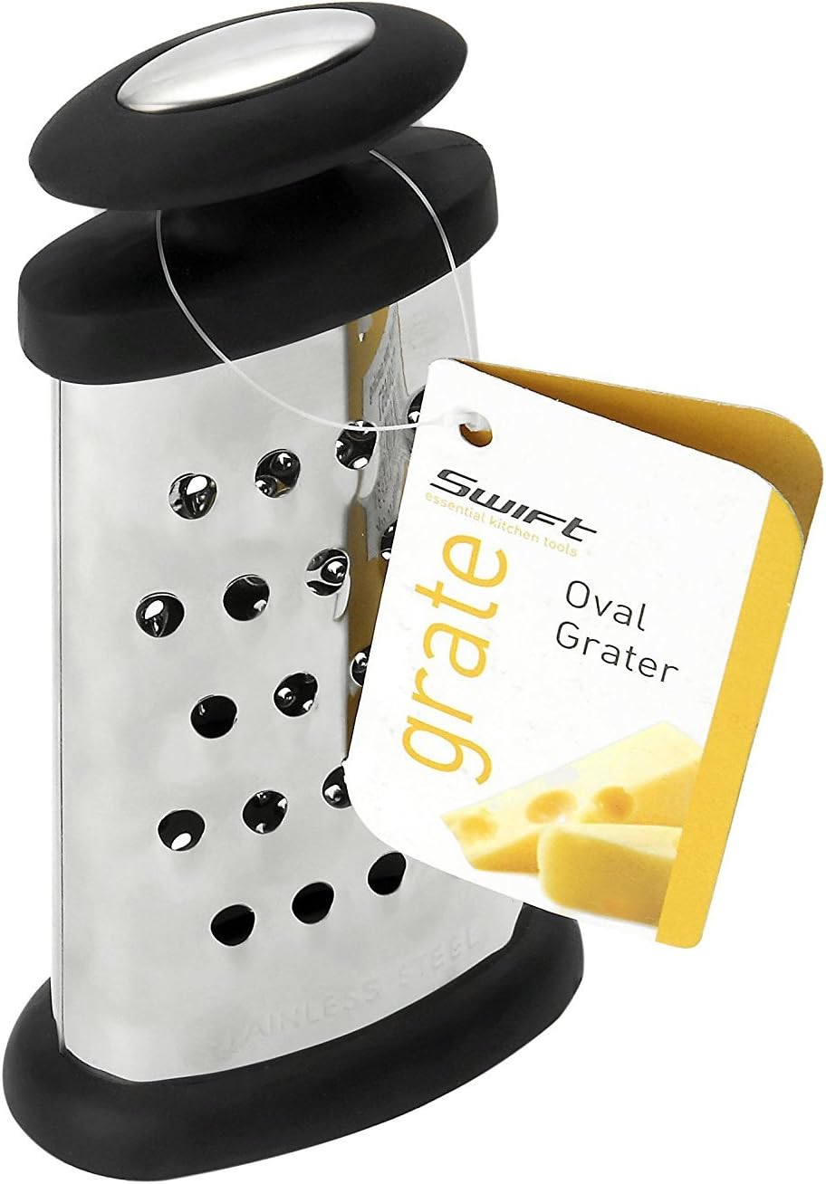 Dexam Soft Grip Oval Grater with Non-Slip Base, Silver 15 cm